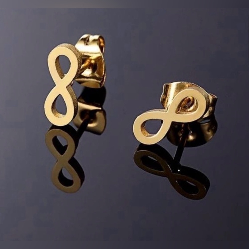 Raf Rossi Gold Plated Stainless Steel Post Infinity Infinity Stud Earrings
